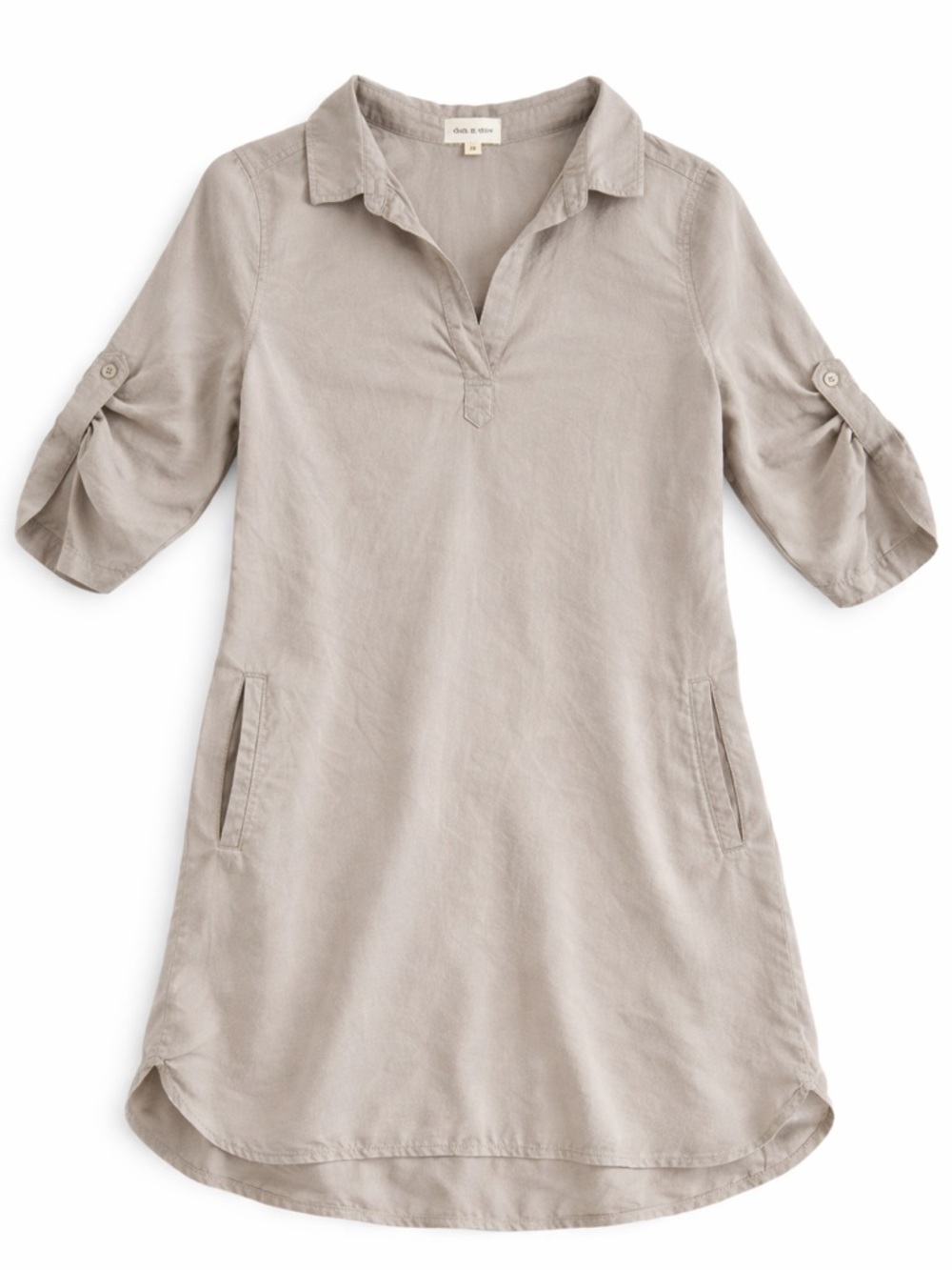 cloth & stone Grey Stone Linen V-Neck Midi Dress